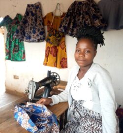 Tailoring trainee with her sewing machine